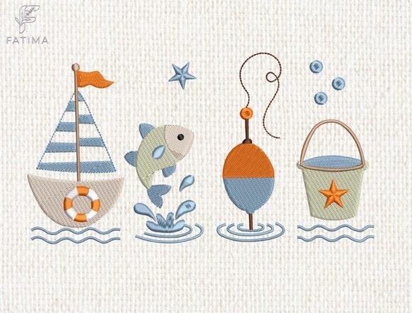 Download Fishing Adventure Embroidery Design - Design Collection