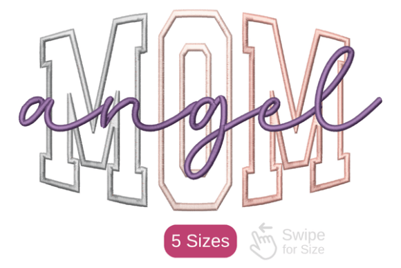 Download Angel Mom Embroidery Design 5 Sizes - Design Collection