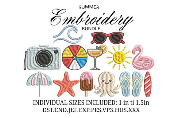 Download Summer Icons Embroidery Design - Design Collection