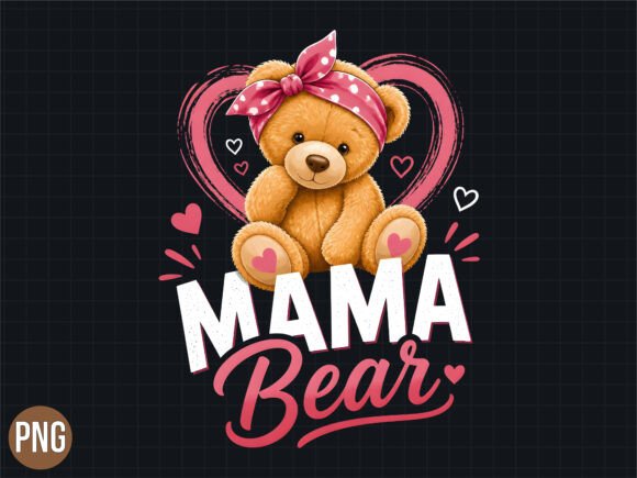 Download Cute Pink Bow Mama Bear PNG T-Shirt - Mama bear Collection