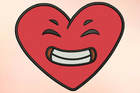 Download Grinning Heart Embroidery Design - Design Collection