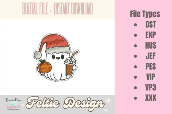 Download Christmas Cute Ghost ITH Feltie Design - Design Collection