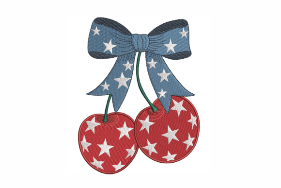 Download America Patriotic Cherries Embroidery Design - Design Collection