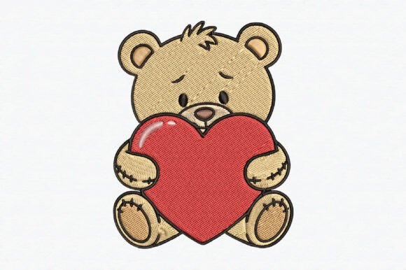 Download Bear with Heart Embroidery Design - Design Collection