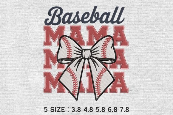 Download Baseball Mama Bow Embroidery Design File - Design Collection