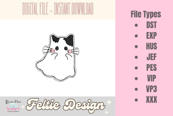 Download Cat Ghost ITH Feltie Design - Design Collection