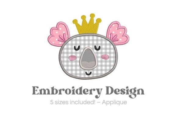 Download Crowned Koala Applique Design - Design Collection