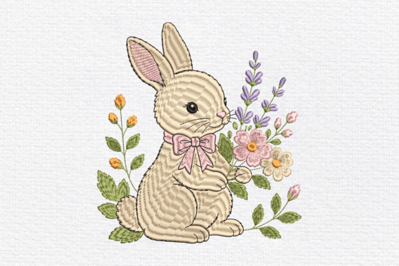 Download Floral Bunny Embroidery Design - Design Collection