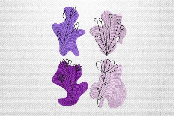 Download Modern Purple Floral Embroidery Design - Design Collection