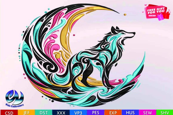 Download Wolf Embroidery Machine Design, 10 Format - Design Collection