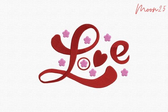 Download Love Script Heart Embroidery Design - Design Collection