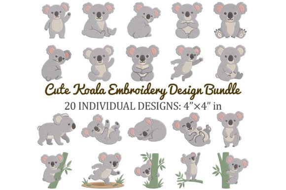 Download Cute Koala Embroidery Design Bundle - Design Collection