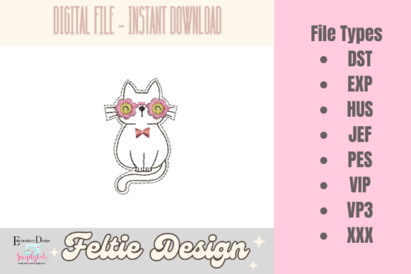 Download Groovy Retro Cat ITH Feltie Design - Design Collection
